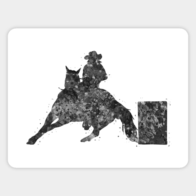 Barrel racing rider black and white Sticker by Yahya Art